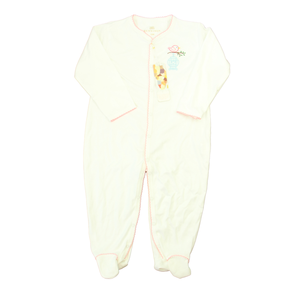 Bennison Girls White | Pink Long Sleeve Outfit size: 18 Months
